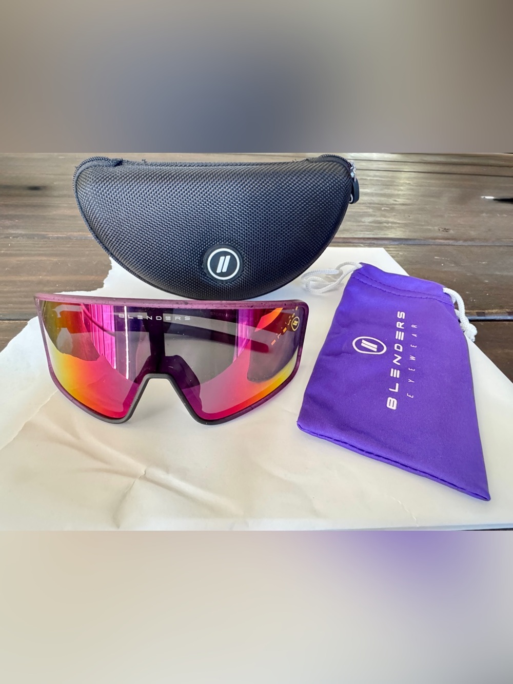 Blenders Sunglasses with case - Purple Frame with Red Mirror Lens